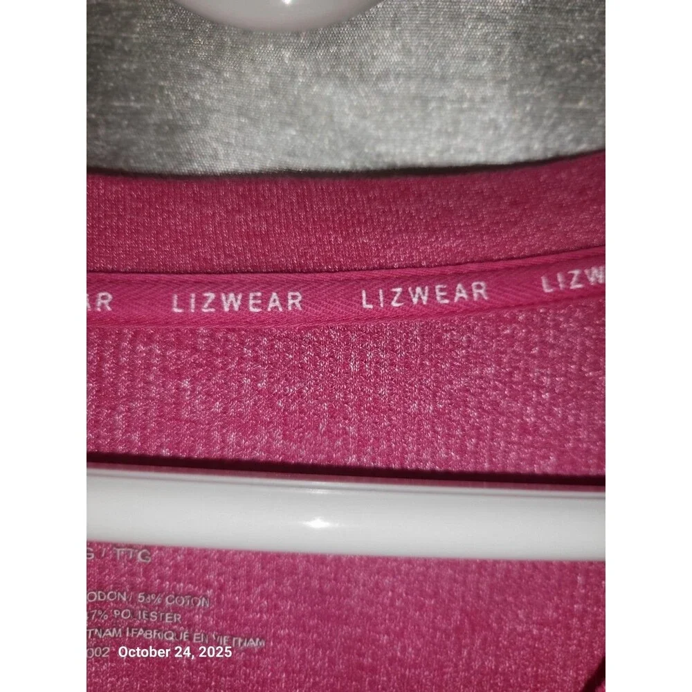 Liz Wear Thermal Waffle Knit long sleeve top sz XXL contrast stitching Pink EUC - Picture 3 of 5